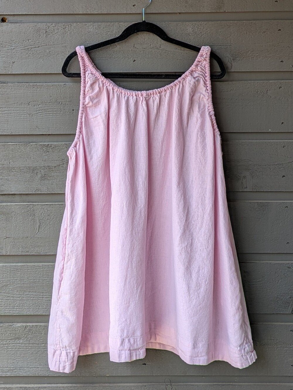 Free People Free-est Amanda Cotton-Linen Mini Dress Beach XL Pink Pockets